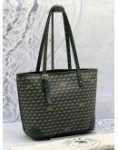 (CNY PROMO) (LIKE NEW) FAURE LE PAGE DAILLY BATTLE 27 TOTE BAG IN GREEN CANVAS WITH LEATHER