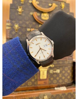 2016 EBEL CLASSIC HEXAGON BIG DATE REF E9306F51 WHITE DIAL 41MM AUTOMATIC WATCH