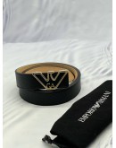 (BRAND NEW) EMPORIO ARMANI EAGLE LOGO BELT SIZE 80 IN BLACK CALFSKIN LEATHER