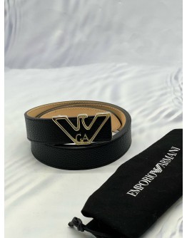 (BRAND NEW) EMPORIO ARMANI EAGLE LOGO BELT SIZE 80 IN BLACK CALFSKIN LEATHER