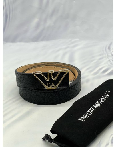 (BRAND NEW) EMPORIO ARMANI EAGLE LOGO BELT SIZE 80 IN BLACK CALFSKIN LEATHER