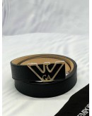 (BRAND NEW) EMPORIO ARMANI EAGLE LOGO BELT SIZE 80 IN BLACK CALFSKIN LEATHER