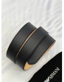 (BRAND NEW) EMPORIO ARMANI EAGLE LOGO BELT SIZE 80 IN BLACK CALFSKIN LEATHER
