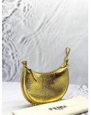 FENDI NANO FENDIGRAPHY HOBO BAG IN METALLIC GOLD AGED CALFSKIN LEATHER 