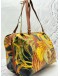 SALVATORE FERRAGAMO BOSTON BAG IN BOTANICAL PRINTED CANVAS WITH BROWN CALFSKIN LEATHER