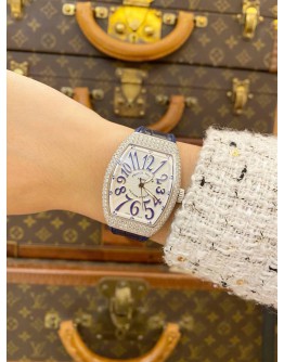 (LIKE NEW) 2020 FRANCK MULLER VANGUARD FACTORY DIAMOND REF V32SCATFOD WHITE DIAL 32MM AUTOMATIC WATCH -FULL SET-