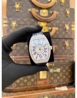 (LIKE NEW) 2020 FRANCK MULLER VANGUARD FACTORY DIAMOND REF V32SCATFOD WHITE DIAL 32MM AUTOMATIC WATCH -FULL SET-