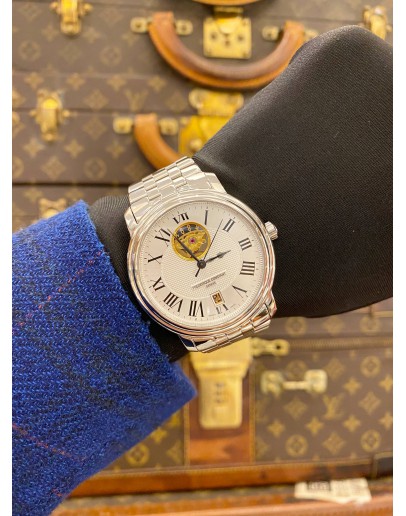 (UNUSED) 2024 FREDERIQUE CONSTANT HEART BEAT UNISEX REF FC-315M4P6B WHITE OPENWORK ROMAN NUMERALS DIAL 40MM AUTOMATIC WATCH