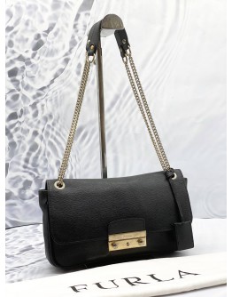 FURLA JULIA SHOULDER BAG IN BLACK LEATHER 