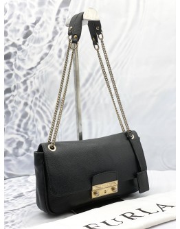 FURLA JULIA SHOULDER BAG IN BLACK LEATHER 