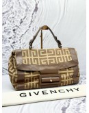 GIVENCHY 4G LOGO PATTERN HANDBAG IN BEIGE CANVAS WITH BROWN LEATHER