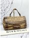 GIVENCHY 4G LOGO PATTERN HANDBAG IN BEIGE CANVAS WITH BROWN LEATHER