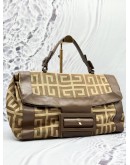 GIVENCHY 4G LOGO PATTERN HANDBAG IN BEIGE CANVAS WITH BROWN LEATHER