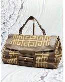 GIVENCHY 4G LOGO PATTERN HANDBAG IN BEIGE CANVAS WITH BROWN LEATHER