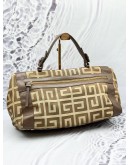 GIVENCHY 4G LOGO PATTERN HANDBAG IN BEIGE CANVAS WITH BROWN LEATHER