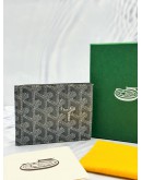 (LIKE NEW) GOYARD SAINT-THOMAS BILL FOLD MONEY CLIP IN GREY GOYARDINE CANVAS WITH VAUZELLES CALFSKIN LEATHER -FULL SET-