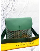 (LIKE NEW) GOYARD COURSIER MESSENGER BAG IN GREEN GOYARDINE CANVAS WITH CHEVROCHES CALFSKIN LEATHER