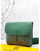 (LIKE NEW) GOYARD COURSIER MESSENGER BAG IN GREEN GOYARDINE CANVAS WITH CHEVROCHES CALFSKIN LEATHER