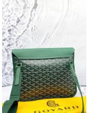 (LIKE NEW) GOYARD COURSIER MESSENGER BAG IN GREEN GOYARDINE CANVAS WITH CHEVROCHES CALFSKIN LEATHER