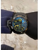 (UNUSED) 2022 GRAHAM CHRONOFIGHTER OVERSIZE GREEN FLASH DIAL WITH YELLOW ARABIC NUMERALS 47MM AUTOMATIC WATCH -FULL SET-