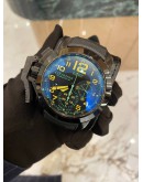 (UNUSED) 2022 GRAHAM CHRONOFIGHTER OVERSIZE GREEN FLASH DIAL WITH YELLOW ARABIC NUMERALS 47MM AUTOMATIC WATCH -FULL SET-