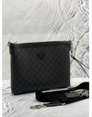 (LIKE NEW) GUCCI INTERLOCKING G POUCH AND CROSSBODY BAG IN BLACK GG SUPREME CANVAS WITH CALFSKIN LEATHER