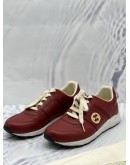 (LIKE NEW) GUCCI GG INTERLOCKING LOW TOP SNEAKERS SIZE 38 IN MAROON CALFSKIN LEATHER
