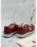 (LIKE NEW) GUCCI GG INTERLOCKING LOW TOP SNEAKERS SIZE 38 IN MAROON CALFSKIN LEATHER