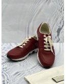(LIKE NEW) GUCCI GG INTERLOCKING LOW TOP SNEAKERS SIZE 38 IN MAROON CALFSKIN LEATHER