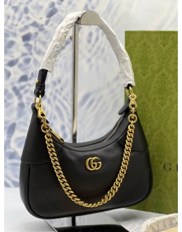 (LIKE NEW) GUCCI APHRODITE SHOULDER BAG IN BLACK PEBBLED LEATHER -FULL SET- 