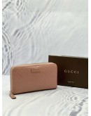 (LIKE NEW) GUCCI ZIP AROUND LONG WALLET IN SOFT PINK GG MICROGUCCISSIMA EMBOSSED CALFSKIN LEATHER