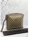 GUCCI CLUTCH IN BEIGE GG SUPREME CANVAS WITH BROWN LEATHER