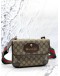 GUCCI NEO SMALL VINTAGE BELT BAG IN BEIGE GG SUPREME CANVAS WITH DARK BROWN LEATHER
