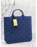 (UNUSED) GUCCI KIDS GG CUT OUT TOTE BAG IN BLUE RUBBER
