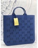 (UNUSED) GUCCI KIDS GG CUT OUT TOTE BAG IN BLUE RUBBER