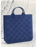 (UNUSED) GUCCI KIDS GG CUT OUT TOTE BAG IN BLUE RUBBER
