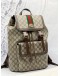 (LIKE NEW) GUCCI OPHIDIA GG BACKPACK IN BEIGE GG SUPREME CANVAS WITH DARK BROWN LEATHER