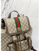 (LIKE NEW) GUCCI OPHIDIA GG BACKPACK IN BEIGE GG SUPREME CANVAS WITH DARK BROWN LEATHER