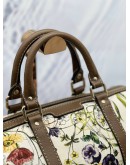 GUCCI MEDIUM JOY INFINITY FLORA BOSTON TOP HANDLE BAG IN MULTICOLOR FLORA PRINT CANVAS WITH DARK BROWN CALFSKIN LEATHER