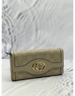 GUCCI INTERLOCKING G WALLET IN BEIGE GUCCISSIMA LEATHER 