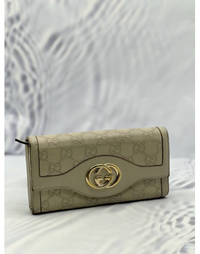 GUCCI INTERLOCKING G WALLET IN BEIGE GUCCISSIMA LEATHER 