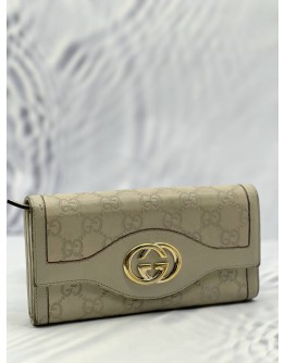 GUCCI INTERLOCKING G WALLET IN BEIGE GUCCISSIMA LEATHER 