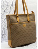GUCCI TOTE SHOULDER BAG IN SESAME BROWN MICRO GG SUPREME CANVAS WITH LEATHER