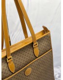 GUCCI TOTE SHOULDER BAG IN SESAME BROWN MICRO GG SUPREME CANVAS WITH LEATHER
