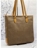GUCCI TOTE SHOULDER BAG IN SESAME BROWN MICRO GG SUPREME CANVAS WITH LEATHER