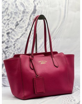 GUCCI SWING TOTE SHOULDER BAG IN PINK PEBBLED LEATHER