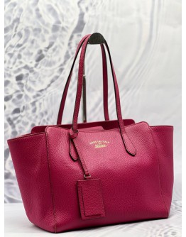 GUCCI SWING TOTE SHOULDER BAG IN PINK PEBBLED LEATHER