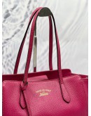 GUCCI SWING TOTE SHOULDER BAG IN PINK PEBBLED LEATHER