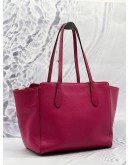 GUCCI SWING TOTE SHOULDER BAG IN PINK PEBBLED LEATHER