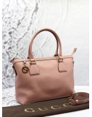 GUCCI DOLLAR GG CHARM DOME SATCHEL BAG IN PINK CALFSKIN LEATHER 